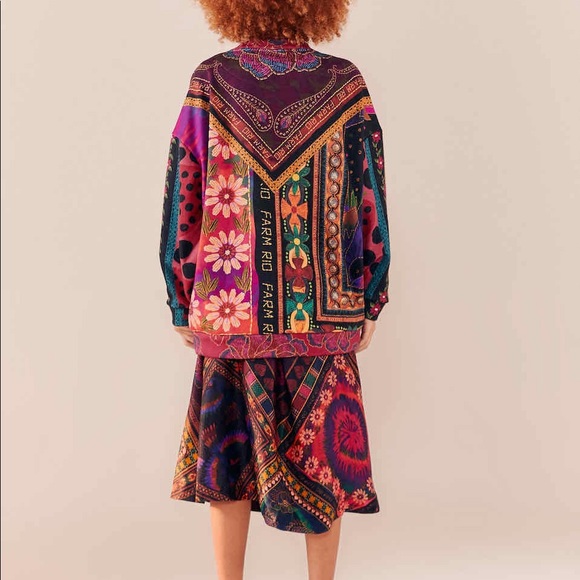 Farm Rio Mixed Scarves MIDI Skirt - Picture 4 of 10